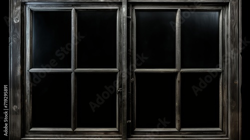 Black and white image of a rustic window