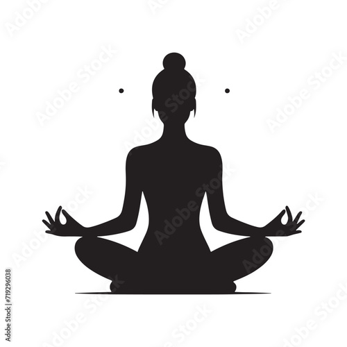 Tranquil Moments: Silhouette of a Person Engaged in Meditation for Inner Peace and Calmness - Meditation Illustration - Meditation Vector - Relaxation Silhouette 