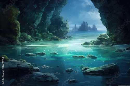 Moonlit Cave Along the Sea