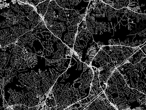 Vector road map of the city of Johns Creek  Georgia in the United States of America with white roads on a black background.