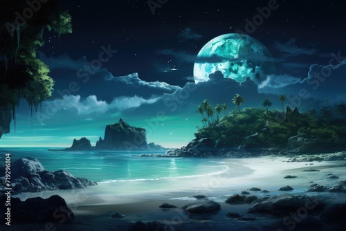 Moonlit Sea Cave Fantasy © MrHamster