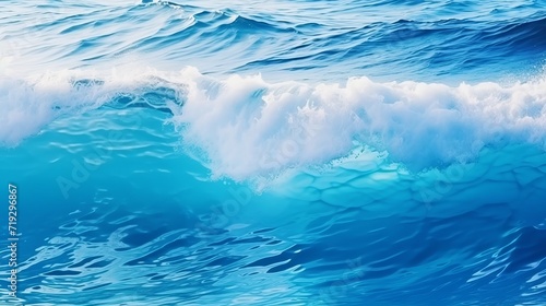 A close-up image of the waves of the ocean that are beautiful and blue