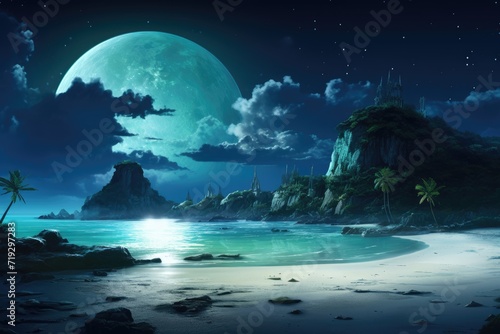 Moonlit Cave in Enchanted Seascape