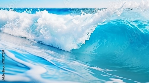 A close-up image of the waves of the ocean that are beautiful and blue