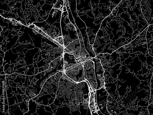 Vector road map of the city of Nashua  New Hampshire in the United States of America with white roads on a black background. photo