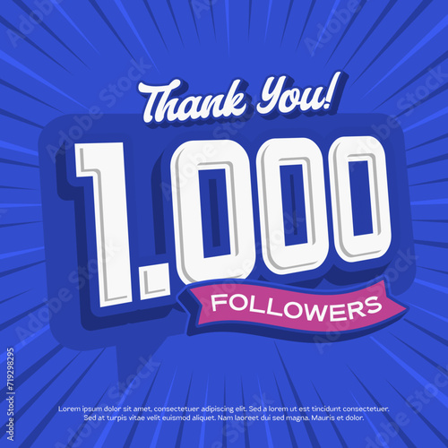 Thank You Celebrating 1000 Followers, vector design background
