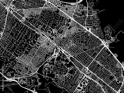 Vector road map of the city of Palo Alto  California in the United States of America with white roads on a black background. photo