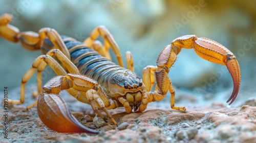 Emperor Scorpion Poised on Rock with Claws and Stinger Ready © romanets_v