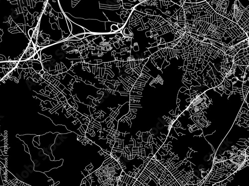 Vector road map of the city of South Peabody  Massachusetts in the United States of America with white roads on a black background. photo