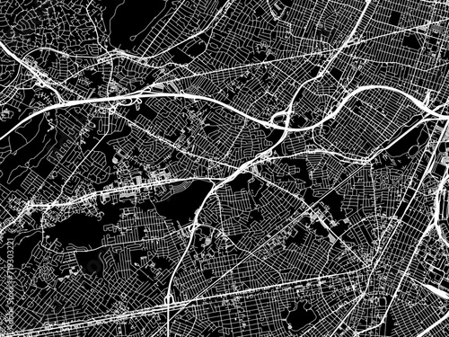 Vector road map of the city of Union  New jersey in the United States of America with white roads on a black background. photo