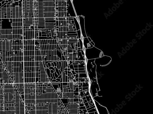 Vector road map of the city of Uptown  Illinois in the United States of America with white roads on a black background.