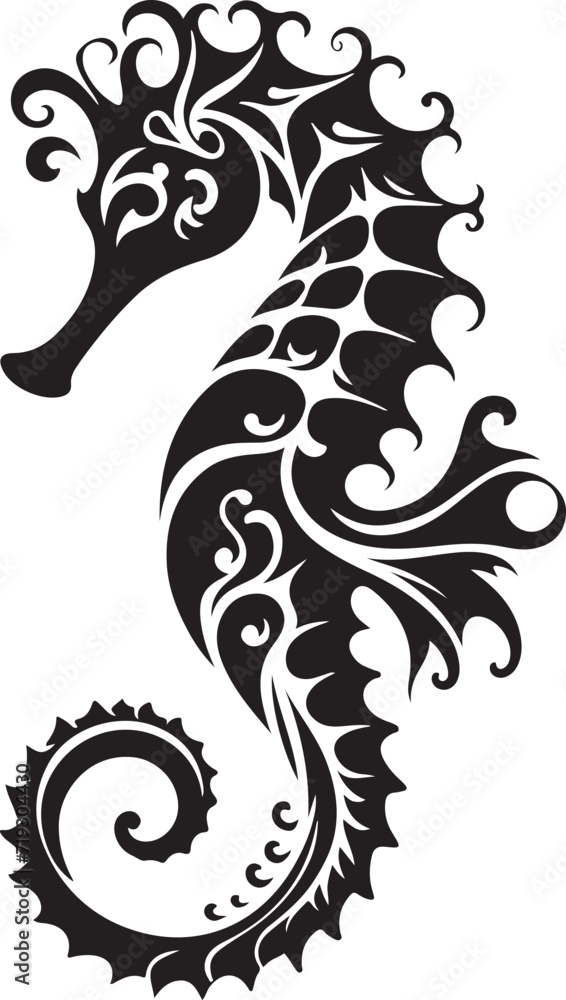 Sea horse silhouette of vector illustration 