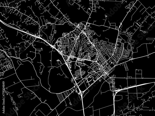 Vector road map of the city of Watsonville  California in the United States of America with white roads on a black background. photo