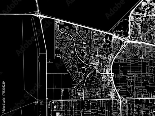 Vector road map of the city of Weston  Florida in the United States of America with white roads on a black background.