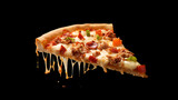 a slice of pizza is taken out, in the style of photo-realistic, made of cheese