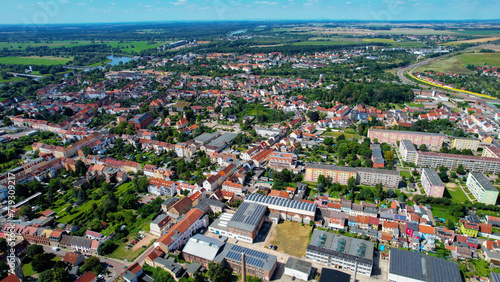 Aeriel around the city Roßlau in Germany on a early summer day 