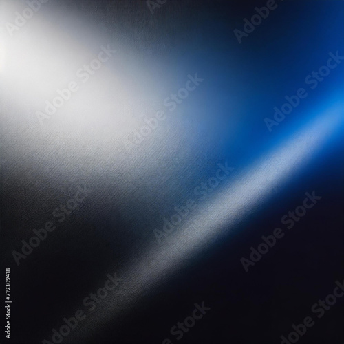 White blue black blurred abstract gradient on dark grainy background, glowing light, large banner size