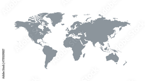 Fototapeta Naklejka Na Ścianę i Meble -  world map silhouette in grey isolated on white