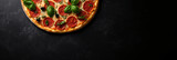 top view of pizza and vegetables with basil, in the style of black paintings, concrete, wallpaper, sleek metallic finish, dark silver and red, rtx on, rough


