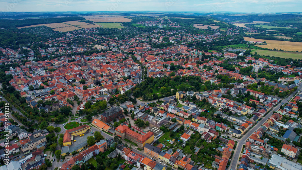 Aeriel around the city Naumburg in Germany on a early summer day	