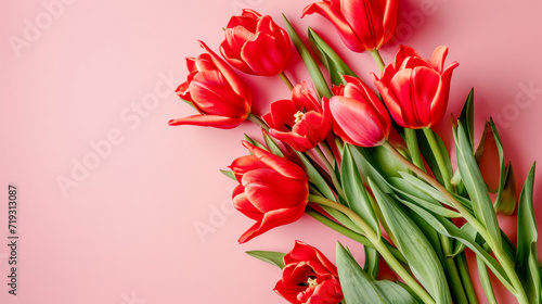 Flower Greeting Tulips Roses for Valentine's Day Mother's Day Beautiful Flower Bouquet Modern Graphic Concept Greeting Card Wallpaper Digital Art Magazine Background Poster