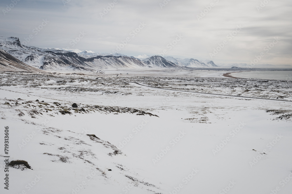Snow covered mountains in Iceland Snow covered mountains in Iceland