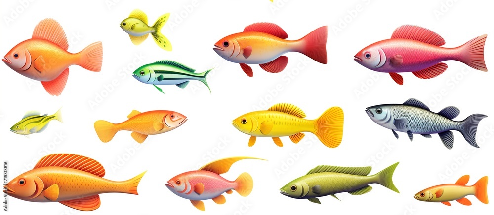 Defocused abstract background of fish shaped collage