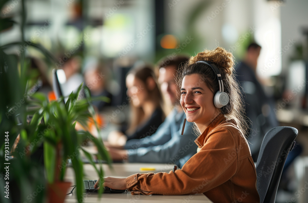 smiling beautiful women working at office smiling beautiful women working at office