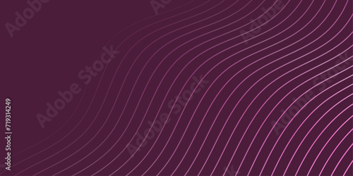 Abstract background with waves for banner. Medium banner size. Vector background with lines. Element for design isolated on dark pink. Pink color. Brochure, booklet © Anna Lysohor