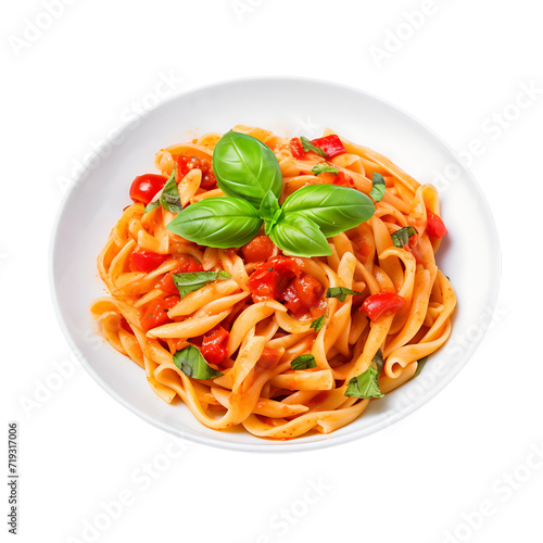 pasta with tomato sauce isolated on a transparent or white background, png 