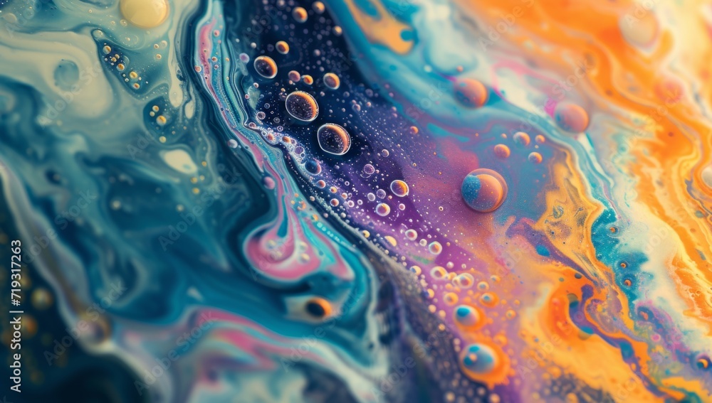 a big splash of colorful liquid reminiscent of a bubble or water fountain Generative AI - obrazy, fototapety, plakaty 