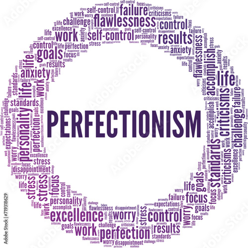 Perfectionism word cloud conceptual design isolated on white background.