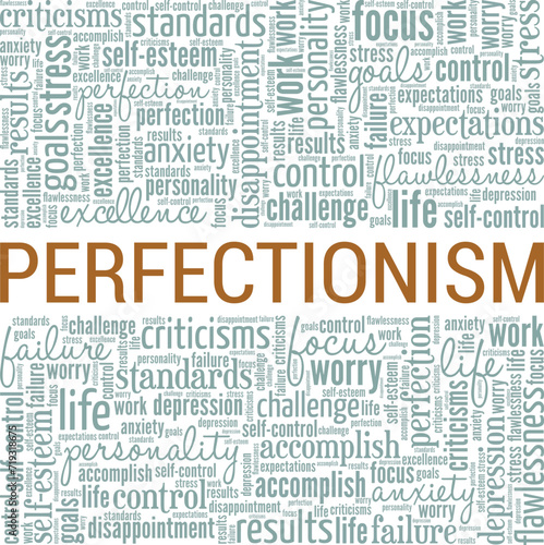Perfectionism word cloud conceptual design isolated on white background.