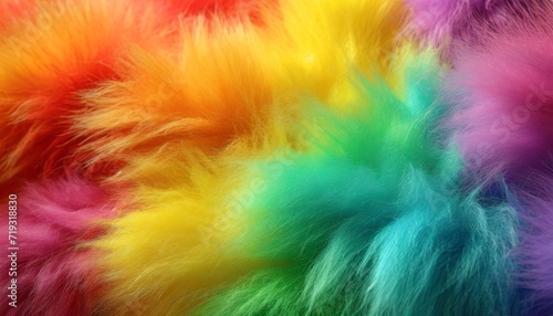 flamboyant rainbow colored background of fuzzy fake fur