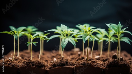Growing cannabis plants in soil photo