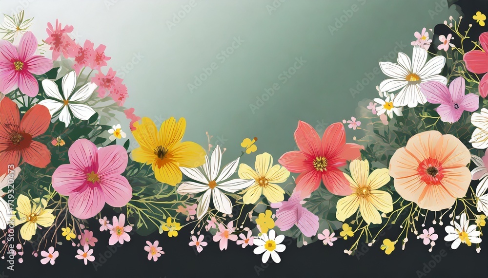 flowers on background flower summer spring flowers overlay frame ...