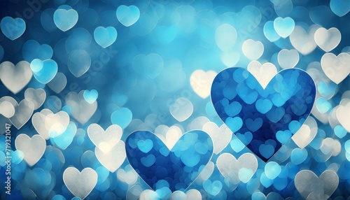 blue hearts bokeh frame background