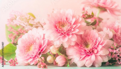  Spring floral composition made of fresh pink flowers 