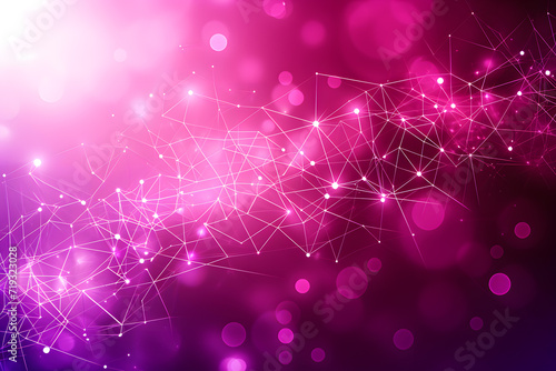 Abstract technology background symbolizing the connection between users on the network. The illustration uses a pink background, white lines and dots.