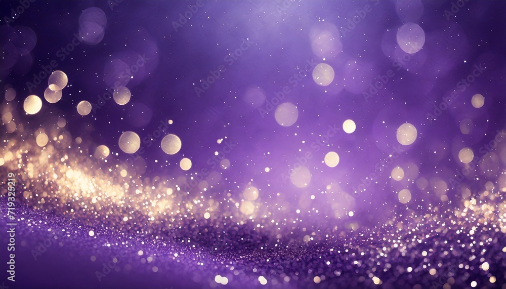 luxury glitter and bokeh particles on purple background holiday festival background