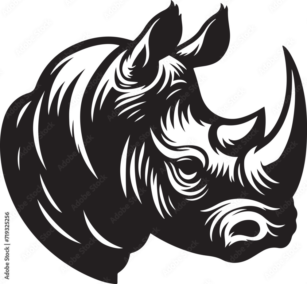 black and white rhinoceros illustration 