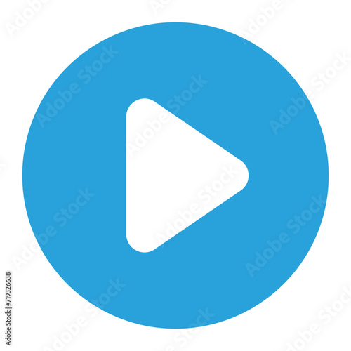 Blue Play button icon in trendy flat style isolated on white background. Blue play button Vector illustration sign on a white. Media, web and play symbol logo design, Digital Video Logo Template.