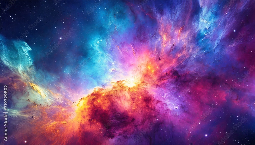 colorful space galaxy cloud nebula stary night cosmos universe science astronomy supernova background wallpaper  al - obrazy, fototapety, plakaty 