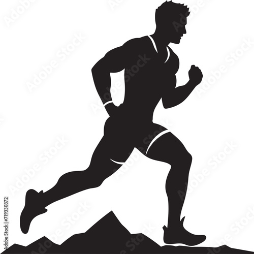 Bold and Powerful Black Vector AthleteEnergetic Black Vector of an Athlete
