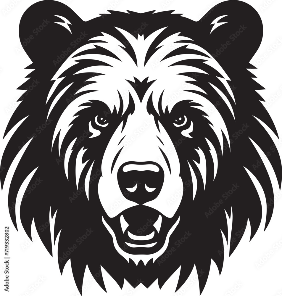 Vectorized Vitality Black Bear Vector ArtworkSleek Symmetry Wild Bear Vector Portrait