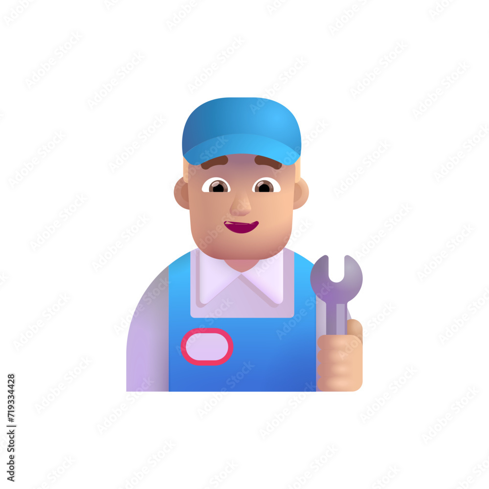 Man Mechanic :Medium-Light Skin Tone Man Mechanic :Medium-Light Skin Tone