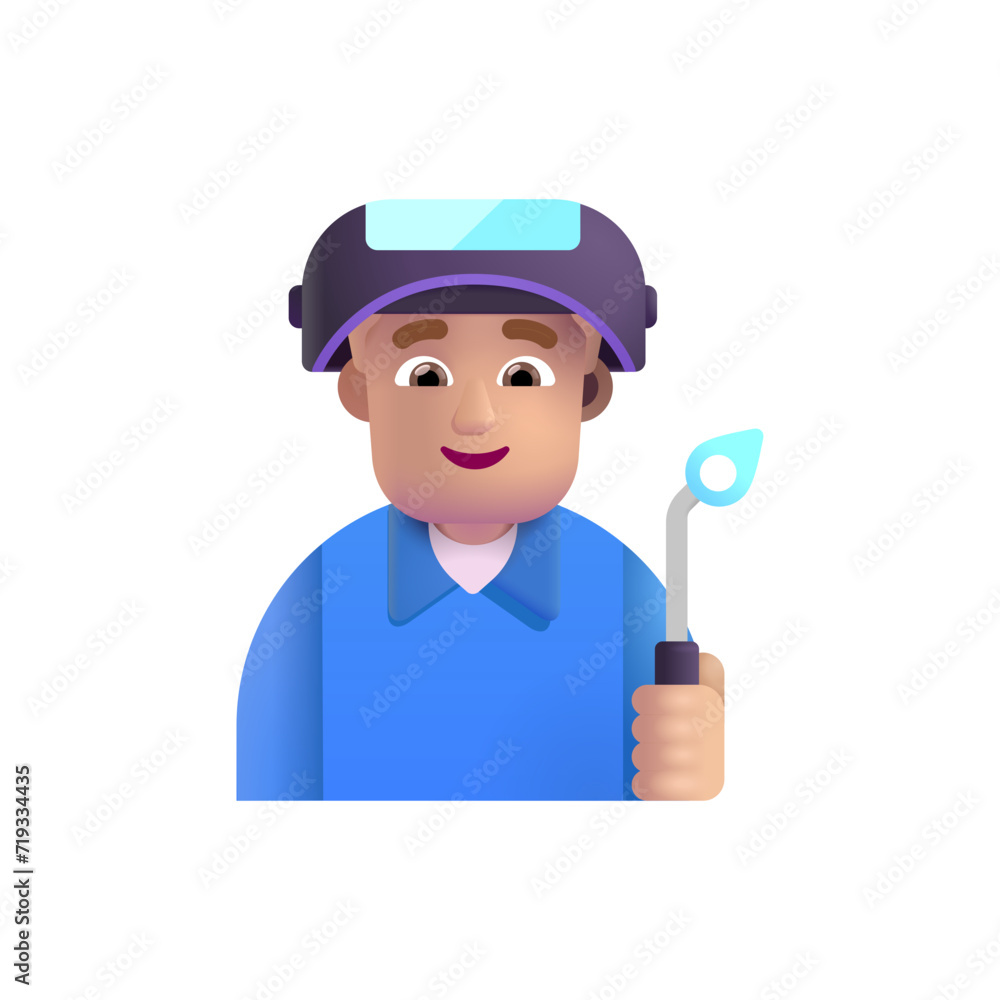 Man Factory Worker: Medium-Light Skin Tone Man Factory Worker: Medium-Light Skin Tone