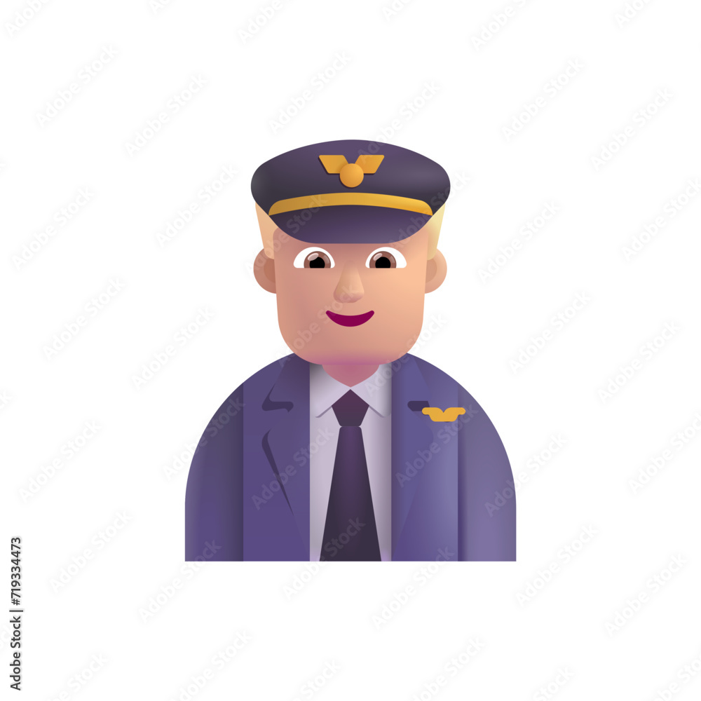 Man Pilot : Medium-Light Skin Tone