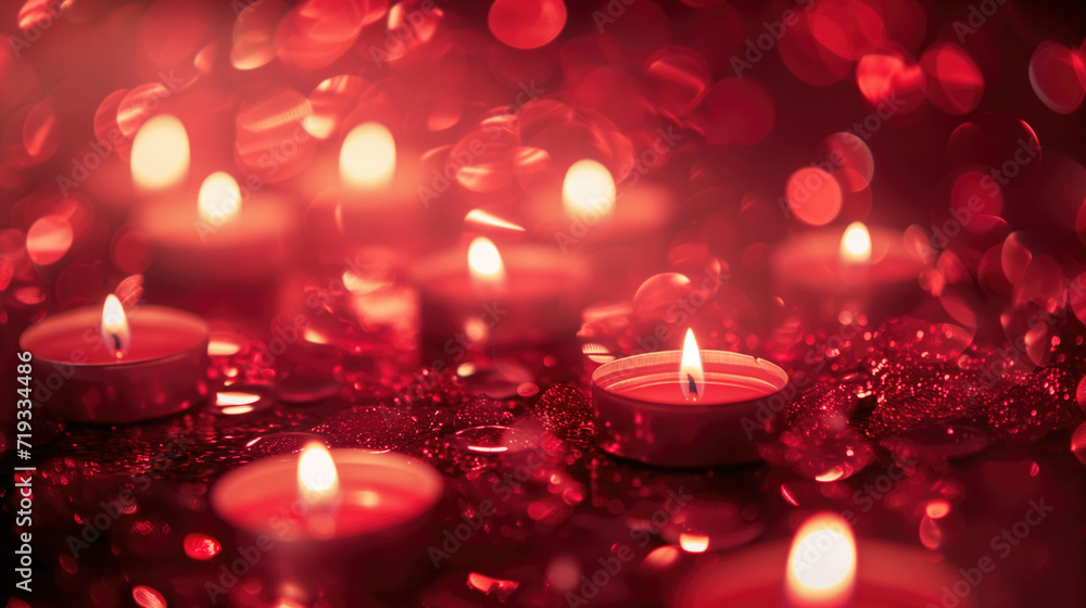 Red candles casting a warm glow and an abstract background for romantic greeting cards. Red candles casting a warm glow and an abstract background for romantic greeting cards.