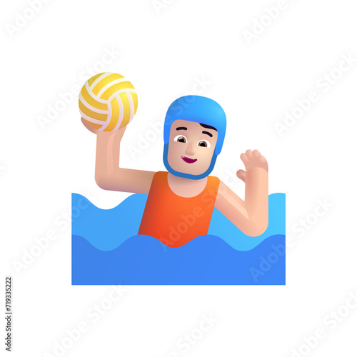 Person Playing Water Polo: Light Skin Tone